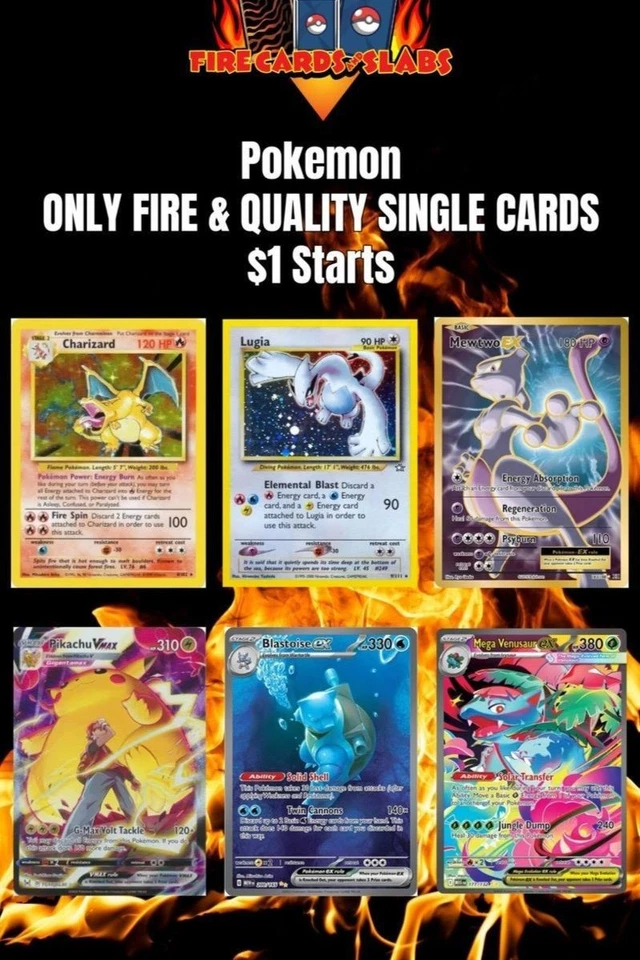 Pokemon 1 Dollar Starts Modern Vintage Megas SIRS Holos Charizard Pikachu