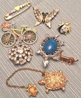 Vintage Pins Brooches Costume Jewelry Decor Fashion Adornment Lot Of 8