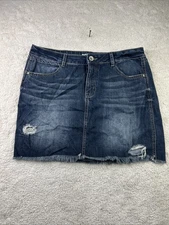 Rewash Mini Skirt Womens 13/31 Dark Wash Blue Denim Vintage Reunion Distressed