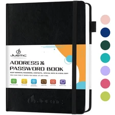 JUBTIC Address book with Alphabetical Tabs, Hardcover Password Keeper and