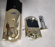 NEW Schlage Deadbolt with Electronic Touchscreen Camelot Trim Bright Brass w/Key