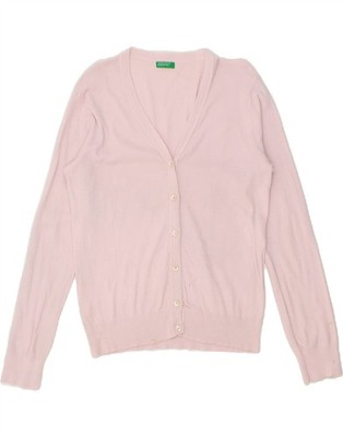 BENETTON Damen Strickjacke Pullover UK 16 Large Rosa Baumwolle CE30