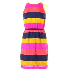 LOFT Dress Stripe Sleeveless Short Neon Purple Orange Blue Ribbon Lightweight XS
