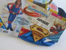Girls DC Comic Super Hero SUPERGIRL COSTUME L 10-12 NEW Jumpsuit Cape 6pc SUPER