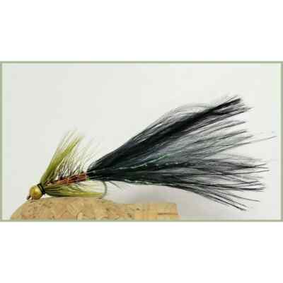 3 pack  BARBLESS Trout Flies, Goldhead Black Dancer, Size 10, Fishing Flies