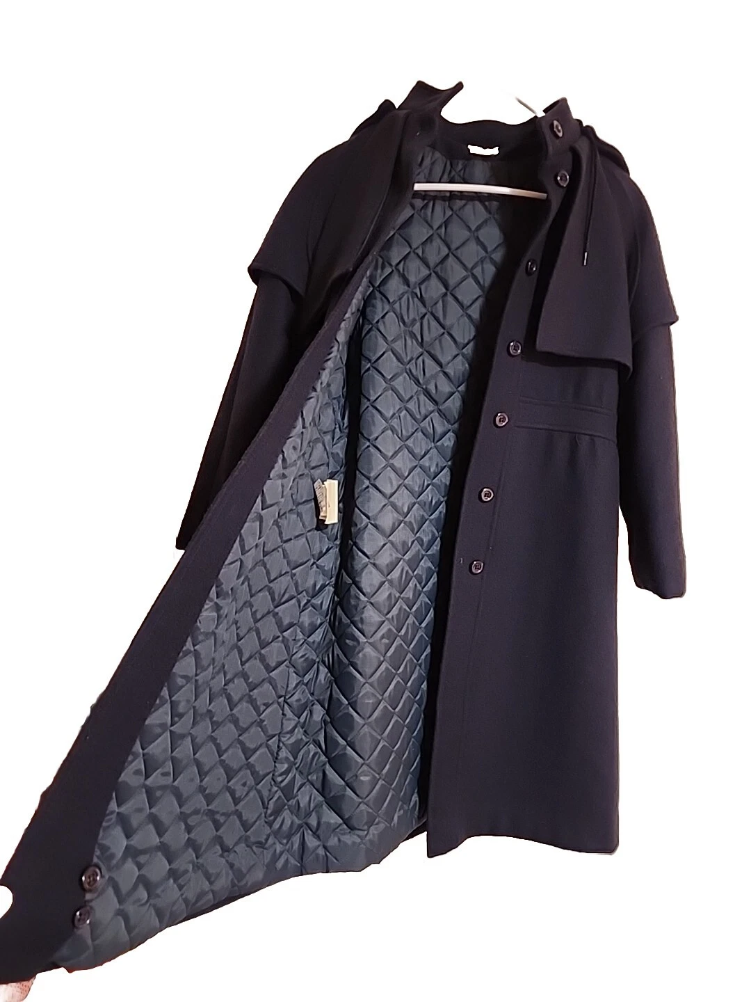 SAINT LAURENT (YSL) Cappotto rimovibile GVC RARO vintage YVES SAINT LAURENT JUGEND blu navy cappotto di lana rimovibile