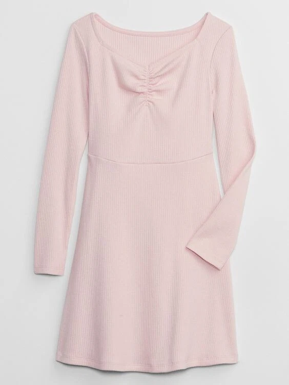 Vestido de novia acanalado manga larga GAP KIDS para niñas - rosa brumoso - talla M (8) Foto 2 de 4