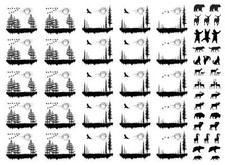 Moon Valley Blank Scenes 25 pcs 1" Black Fused Glass Decals