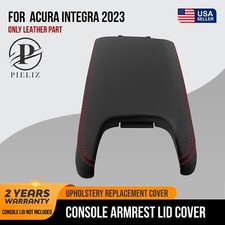 Console Lid Armrest Cover Synthetic Leather For Acura Integra 2023 Red Stitch