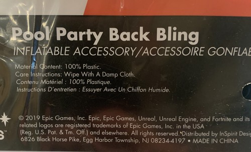 FortNite Pool Party Back Bling Costume Accessory Unicorn w/ Straps. NEW - Picture 4 of 5