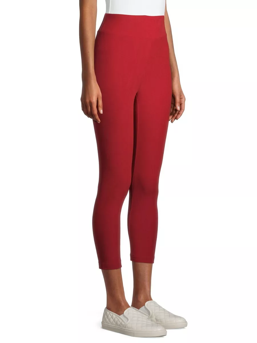 Time & Tru Women's High Rise Pull On Capri Leggings XXL (20) Solid Red New