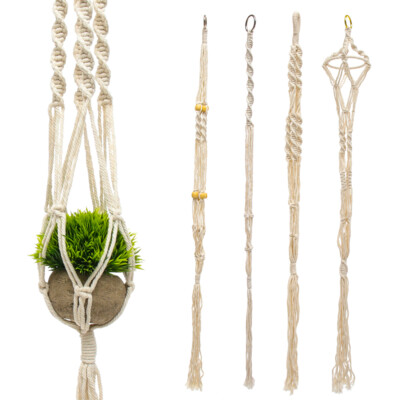 4pcs Macrame Indoor Plant Hanger Decorative Holder Indoor Hanging Holder