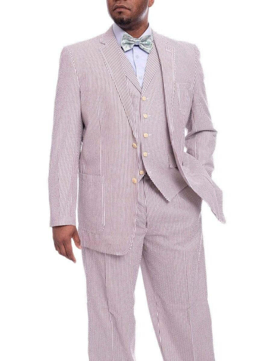 Костюм-тройка из хлопка в полоску Apollo King Royal Diamond коричневого цвета в полоску