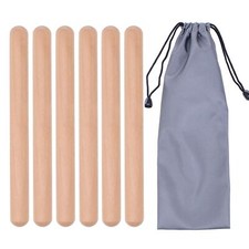 3 Pairs Wood Claves Percussion Instrument, Classic Hardwood Musical Rhythm St...
