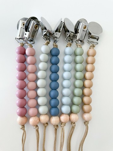 New Baby Silicone Pacifier Clip, Beechwood Teether Holder, Binky Clip, Baby Gift - Picture 8 of 8