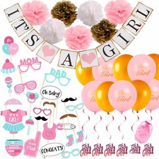 Baby Shower Decorations for Girl Set Pink Gold Theme Photo Booth Props Bundle