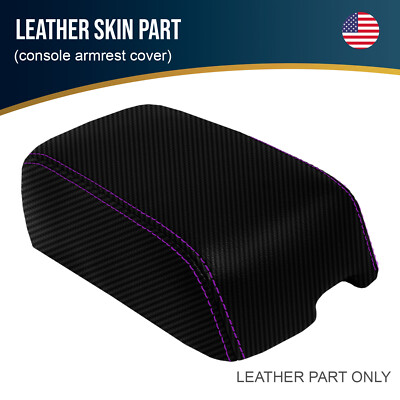 Fits 97-02 Mitsubishi Mirage Carbon Console Lid Armrest Cover Purple Stitch  