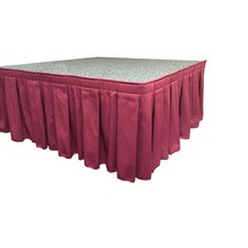 CLOSEOUT Stage Skirting 16" High Burgundy Box Pleat Flame Retardant Polyester.