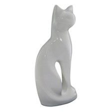 Brass Memorial Urn, White Gloss Cat Shape Pet Cremation Urn for Ashes