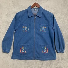 Passion-1 Native American Denim Jacket Size Medium Vintage Full Zip 83825