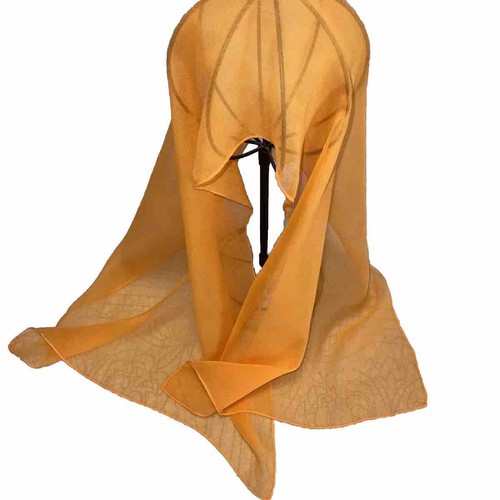Vintage durchsichtig orange Chiffon Schal #3 1960-70" Hand Roll Saum Mama, Hochzeit 15x43