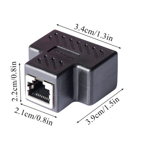 RJ45-Splitter Adapter LAN Ethernet Cable 1-2 Way Dual Female Port Connector Plug - Afbeelding 3 van 14