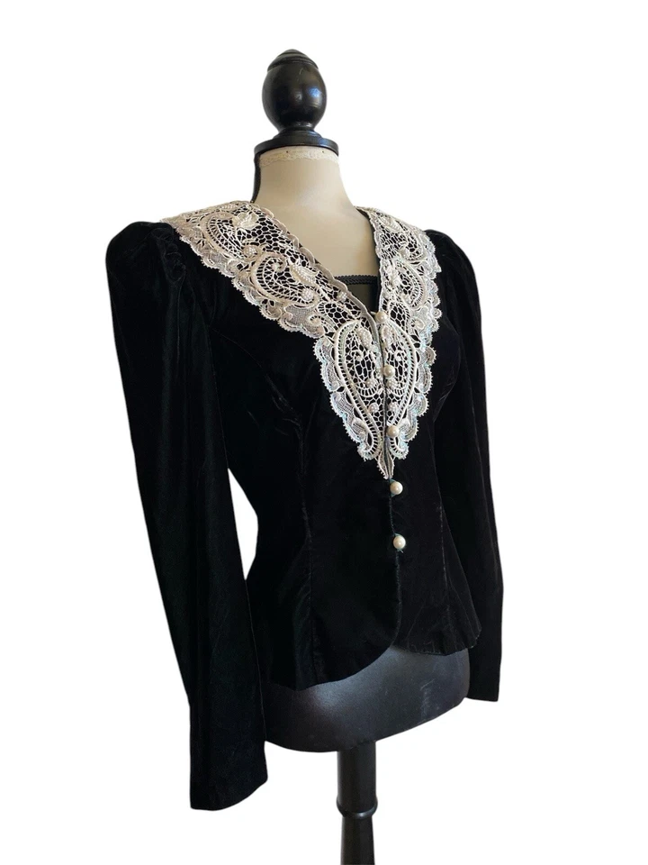 Chaqueta De Colección Scott McClintock Estilo Victoriano Con Cuentas Verde Oscuro Terciopelo Talla 8 Foto 2 de 4