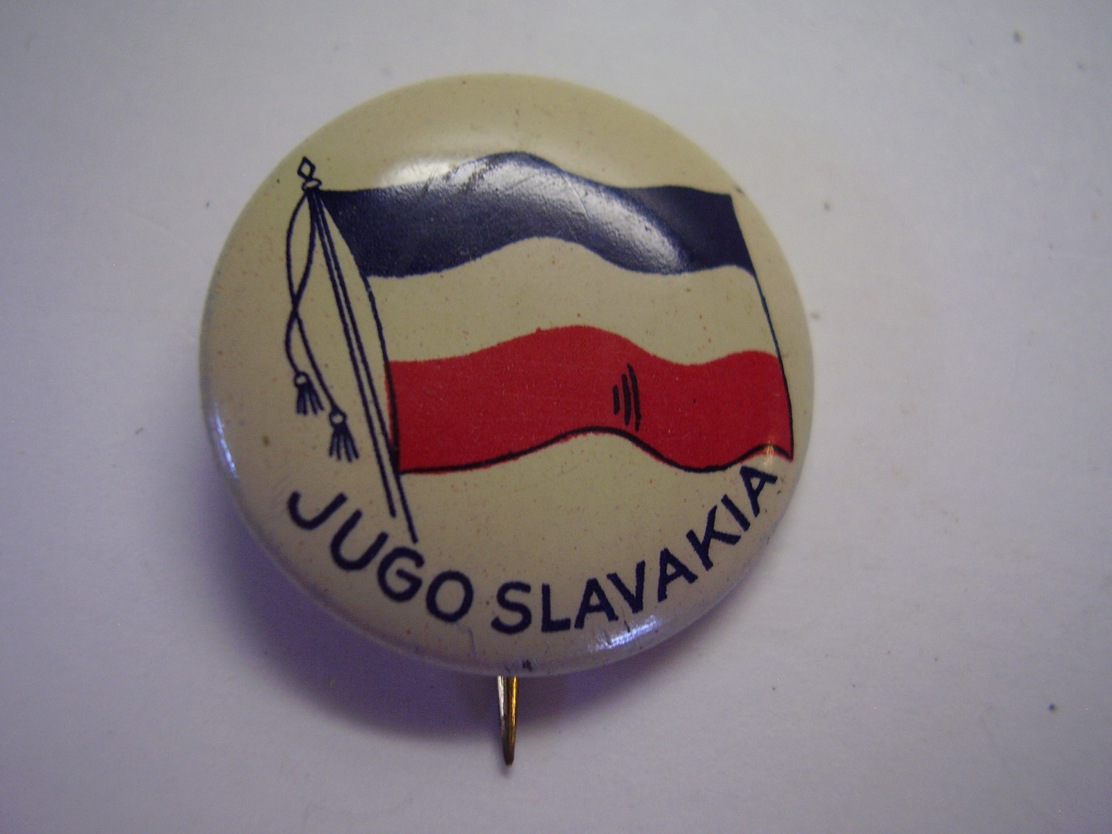Vintage Metal Pinback Jugoslavakia Flag