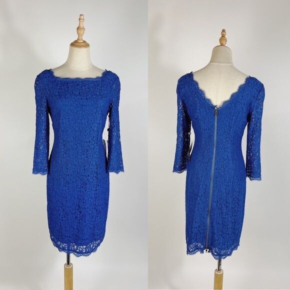 adrianna papell cobalt blue dress Short Sleeve Bow Waist Sheath Dress In Cool Cobalt