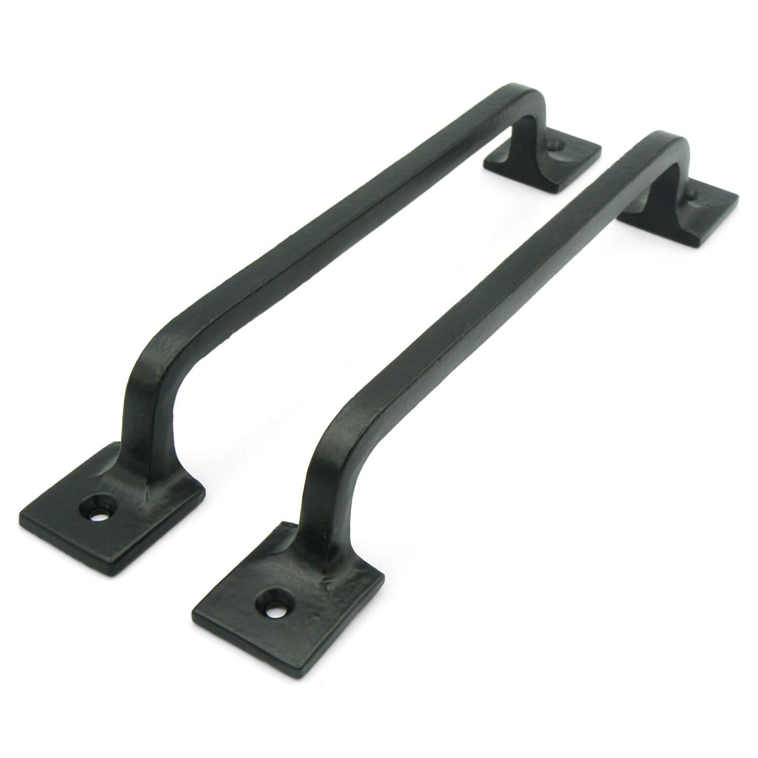 Black Cast Iron Pull Handles 9 inch Squared Base Set of 2 - Cabinet ...