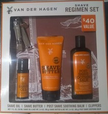New - Van Der Hagen Shave Regimen Set, 4 Piece Luxury Shave Set NIP