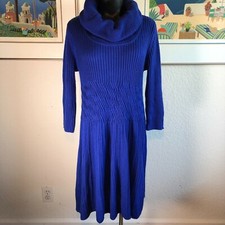  Eliza J Fit & Flare Cable Knit Solid Sweater Dress Blue, Size XL/EG/TG MSRP 138