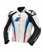 BMW Motorrad Men's White CE Armored Leather Biker Jacket 