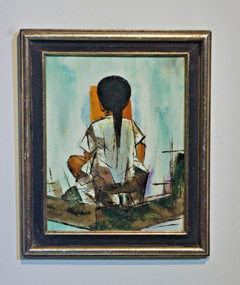 Vintage Danish Modern Oil Painting- Framed- Style of Christian Larsen- Classic
