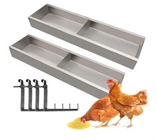 2 Pack Multifunctional Chicken Feeder, Hanging Chicken Feed Trough, Stainless...