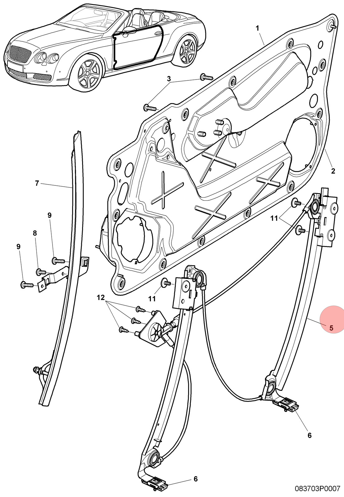 07-17 BENTLEY CONTINENTAL GTC FRONT RIGHT WINDOW REGULATOR MOTOR ASSEMBLY OEM