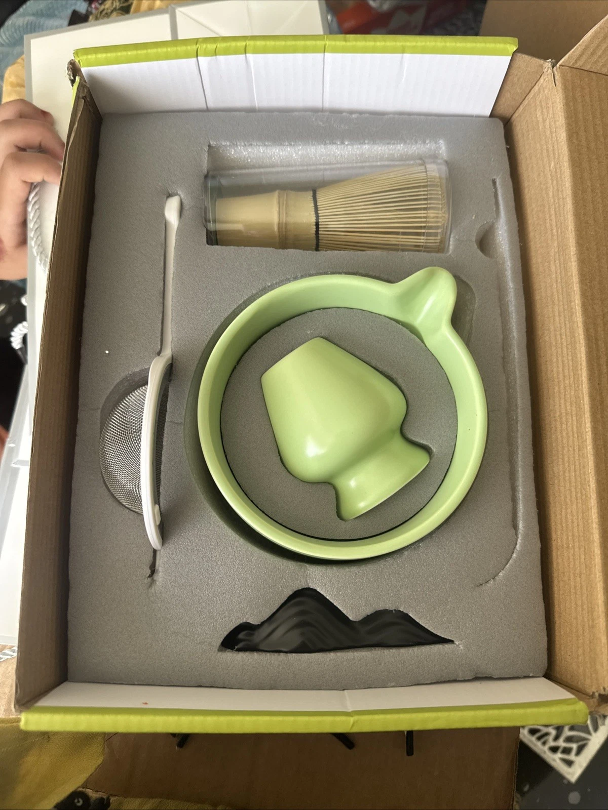 Matcha Whisk Set green, Matcha Making Kit Whisk (Chasen Holder), Ceramic Whisk