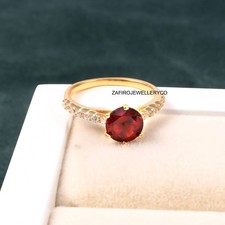 Natural Garnet Ring, 925 Sterling Silver, Birthstone Ring, Prong Ring, Gift Her
