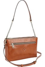 Patricia Nash Leather Moscava Double Zip Top Crossbody Tan