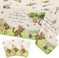 3Pcs Classic Winnie Bear Baby Shower Birthday Decorations Quotes Table Cloths, R