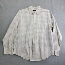 Nautica Shirt Mens Extra Large White Blue Plaid Button Down Long Sleeve Pocket