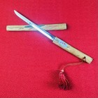 Vtg Japan Tanto Style Knife 8” Painted Wood Sheath Decorative Blade Tassel 1950s