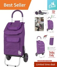 Compact Purple Grocery Cart with Ergonomic Handle - Ideal for On-the-Go Shoppers