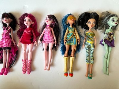 Lot of 6 Monster High Dolls (Used) Draculaura, Cleo De Nile, Frankie Stein