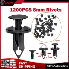 1200PCS 8mm Bumper Clips Auto Car Hole Retainer Rivets Fastener Fender Push Pin