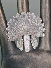 Sterling Silver Wild Horse Jasper Headress Ring Adjustable