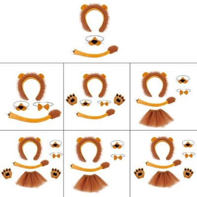 Cute Lion Dress Up Headband and Tail Nose for Festival Occasion and Celebrations