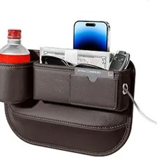Seat Gap Filler Organizer with Cup Holder, Universal Fit Soft 1 Pack brown