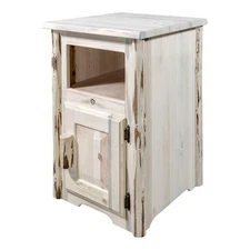Pemberly Row Right Hinged Solid Wood End Table with Door in Natural