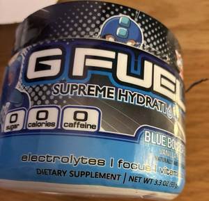 G FUEL Supreme Hydration Electrolytes Powder Sugar-Free Blue Bomber 3.3 oz EMPTY